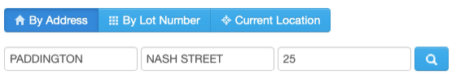 Example of how to enter the street address to do a Brisbane flood search.