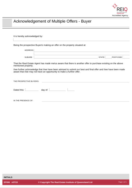 What to expect in a multiple offer scenario in Queensland?